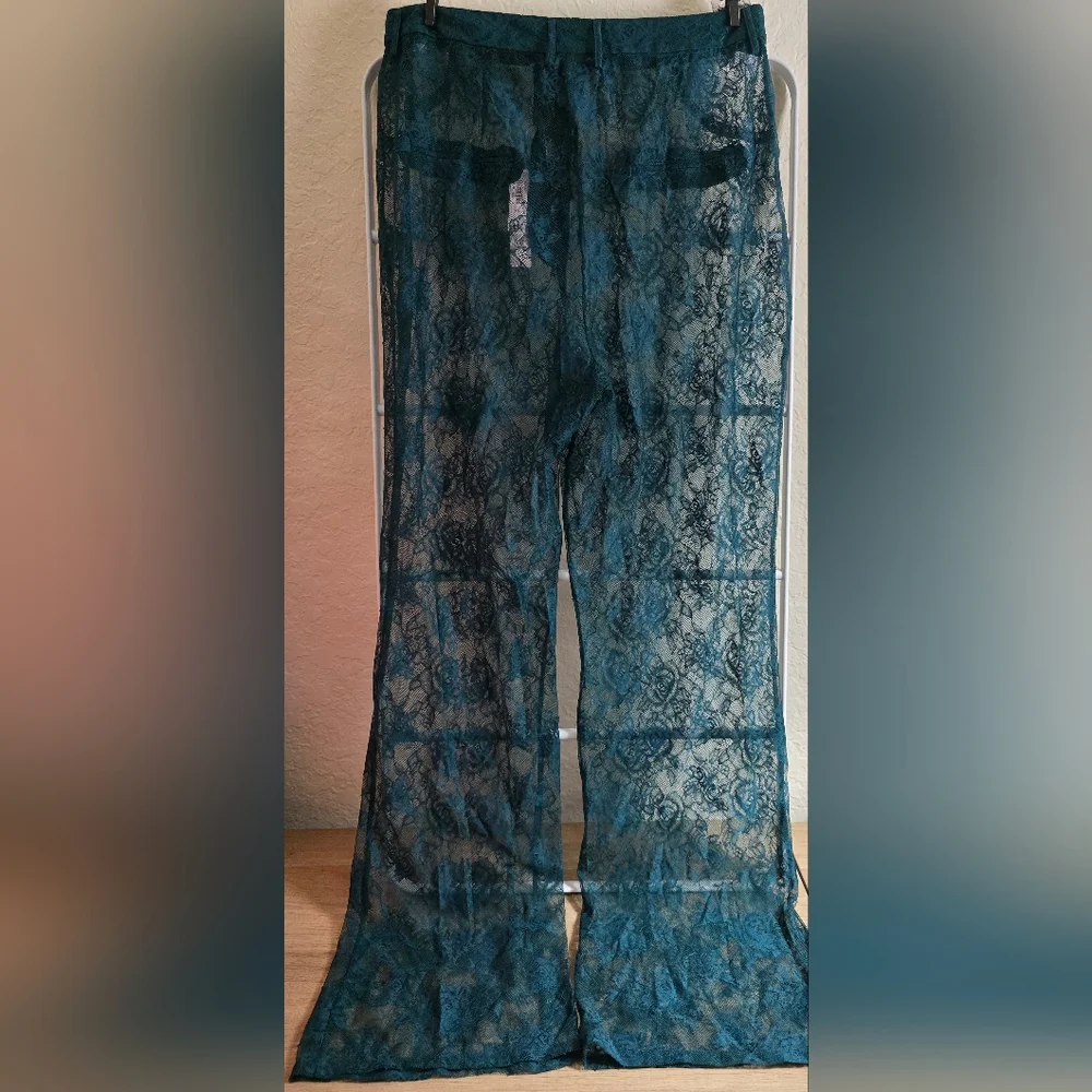 NEW VICTORIA'S SECRET VS Archives Rose Lace Pants Deepest Green Medium - Picture 5 of 5